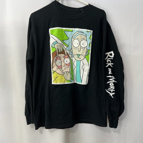 Men's/Women's Rick and Morty Black T-Shirt Sz M Hybrid Apparel Cartoon Network - Picture 1 of 4